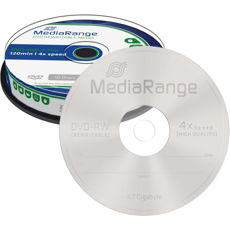DVD-RW 4x certifié, 10 pièces en cakebox (MR450) - Mediarange