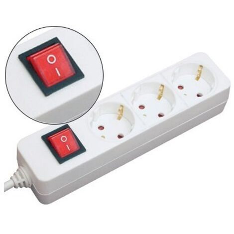 MediaRange extension socket , 3-way , with switch, child proof sockets with grounding, 1,4m, white (MRCS205)