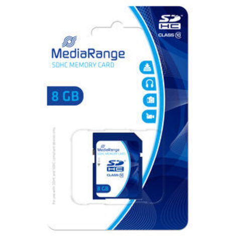 MediaRange MEDIARANGE MR962 - 8 Go - SDHC - Classe 10 - 15 Mo/s - 10 Mo/s - Bleu (MR962)