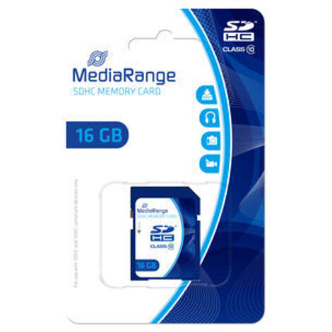 MediaRange MEDIARANGE MR963 - 16 Go - SDHC - Classe 10 - 45 Mo/s - 15 Mo/s - Bleu (MR963)