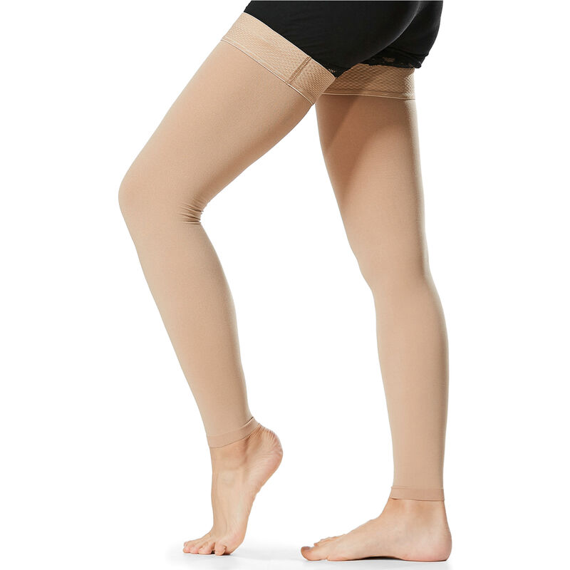 

1 par de calcetines altos hasta el muslo, hombres, mujeres, 20-30 mmHg, medias con mangas para la inflamacion de las venas varicosas, Beige, XXL