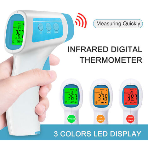 Medición de temperatura del termómetro digital sin contacto para la frente infrarroja para niños, niños y adultos, blanco