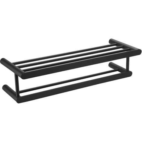 MEDICLINICS AI1323B AURA Repisa de Baño con Toallero Negro Mate - ref: AI1323B