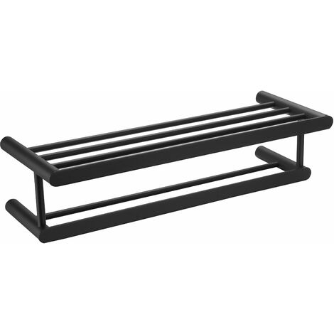 MEDICLINICS AI1323B AURA Repisa de Baño con Toallero Negro Mate - ref: AI1323B