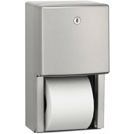 MEDICLINICS PR0700CS Dispensador de Papel Higiénico para Pared 2 Rollos Acero Inox AISI 304 Satinado - ref: PR0700CS