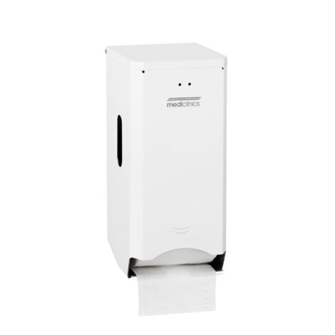 MEDICLINICS PR2784 Dispensador de Papel Higiénico de Doble Rollo para Montar en Pared Acabado Blanco - ref: PR2784