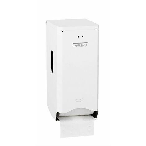 MEDICLINICS PR2784 Dispensador de Papel Higiénico de Doble Rollo para Montar en Pared Acabado Blanco - ref: PR2784