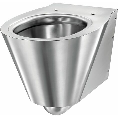 MEDICLINICS SN0128CS Inodoro Antivandálico Suspendido A Pared de Acero Inox AISI 304 Bacteriostático Satinado - ref: SN0128CS