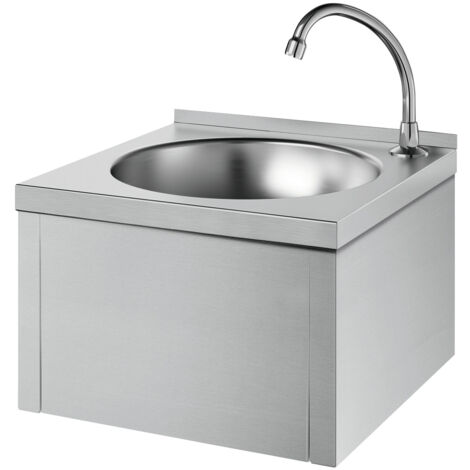 MEDICLINICS SNLMP70CS Lavamanos Suspendido Acero Inox Satinado con Accionamiento de Rodilla Grifo Orientable - ref: SNLMP70CS