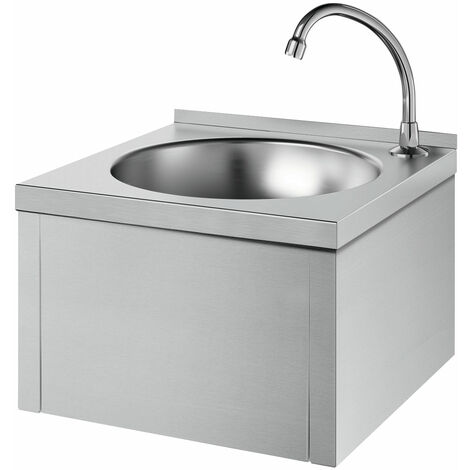 MEDICLINICS SNLMP70CS Lavamanos Suspendido Acero Inox Satinado con Accionamiento de Rodilla Grifo Orientable - ref: SNLMP70CS