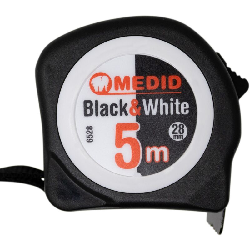 Flexometro black&white freno clip mosqueton 5 M.28 mm. - Medid