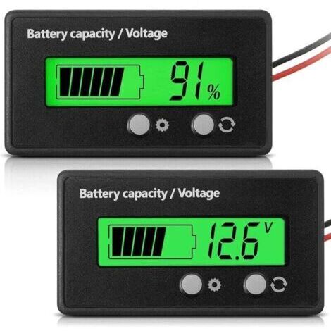 Medidor de batería de CC de 12V 24V 36V 48V 60V 72V 84V con alarma, ajuste frontal y conmutación por llave, indicador de voltaje y capacidad de la batería de plomo-ácido e indicador de batería (verde)