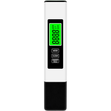 Medidor de calidad del agua 3 en 1, analizador de calidad del agua (TDS/EC/temperatura), función de retención de datos, pantalla retroiluminada, color blanco.