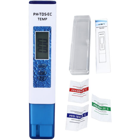 Medidor de calidad del agua 4 en 1: pH, TDS, CE, temperatura, medición precisa (0-9999 ppm) para acuarios