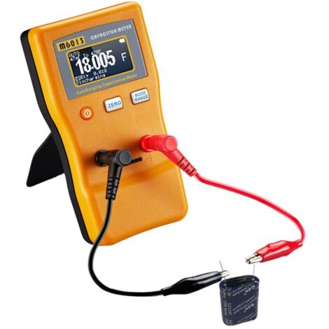 Medidor de capacitancia, M6013 0,01 pf a 470 mf Medidor de capacitancia Medidor de capacitancia Medidor de capacitancia de rango automático Probador de capacitancia portátil con 2 pinzas de prueba