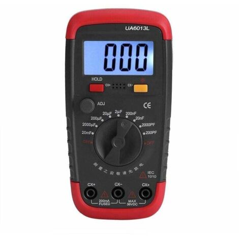 Medidor de capacitancia profesional, comprobador digital de capacitores de 0.1pF a 20000uF con retroiluminación LCD y cubierta protectora. Máx. 1999