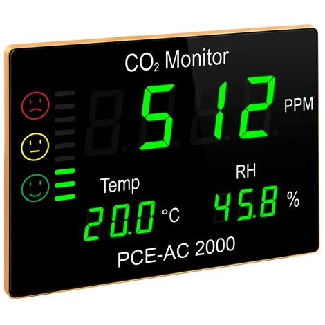 Medidor De Co2 pceac 2000 instruments display temperatura y humedad pared con