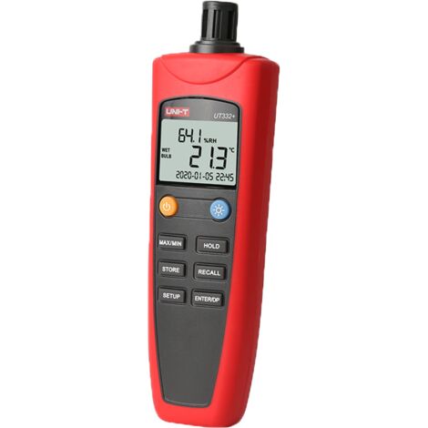 Medidor de condiciones ambientales - Medición de temperatura y humedad - Diseño ligero y económico con interfaz intuitiva - Apagado automático - Tº de rocío y sensación térmica - Conexión USB a softwa