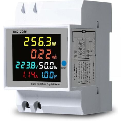 Medidor de consumo de electricidad, 100 A, 6 en 1, riel DIN, 220 V, medidor de factor de frecuencia de potencia de corriente de voltaje, CA 40-300 V, CT incorporado