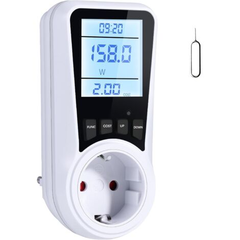 Medidor de consumo eléctrico con pantalla LCD, medidor de potencia de 16 A/3680 W, 7 modos de sobrecarga, protección contra el consumo de energía.
