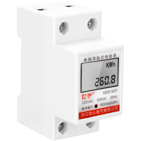 Medidor de electricidad monofásico DDS-LDG de 220 V y 50 Hz con pantalla LCD - Montaje en riel DIN de 35 mm