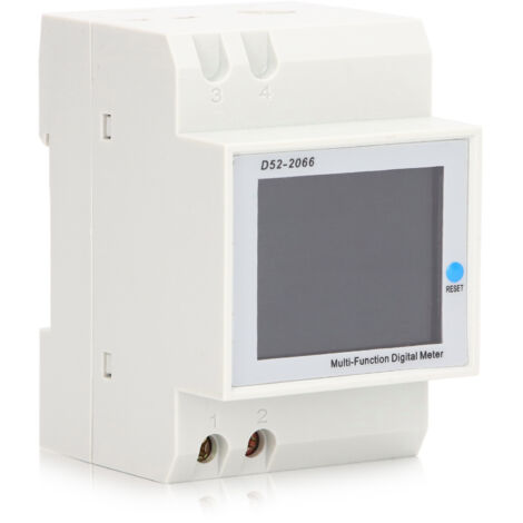 Medidor de electricidad monofásico inteligente con transformador integrado D52-2066, medición precisa de CA 250-450V, pantalla LCD a color, ABS duradero.