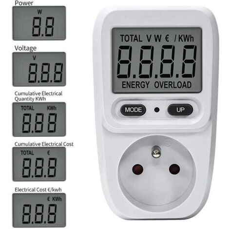 medidor de electricidad portátil, medidor de potencia de kWh de CA 220 V, analizador de potencia de kilovatios y vatios