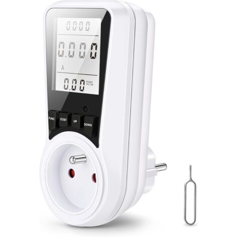 Medidor de energía con enchufe vatímetro Crediri, enchufe con 7 modos de monitoreo y pantalla LCD retroiluminada, medición de consumo eléctrico para ahorro de energía, potencia máxima 3680 W
