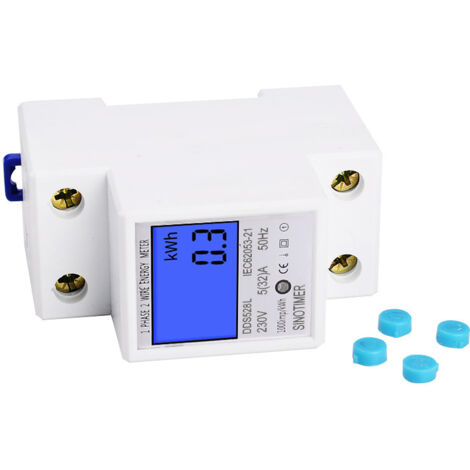 Medidor de energía de 230 V, pantalla digital LCD, riel de alimentación digital electrónico, kWh 50 Hz