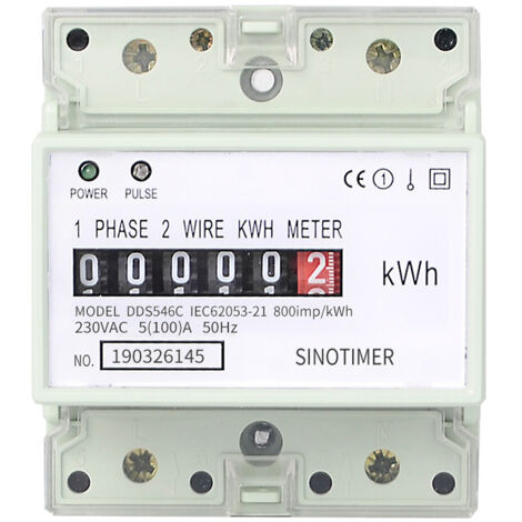 Medidor de energía eléctrica monofásico de dos hilos, medidor de kWh, CA 220V 100A, analógico, de consumo eléctrico, vatímetro.