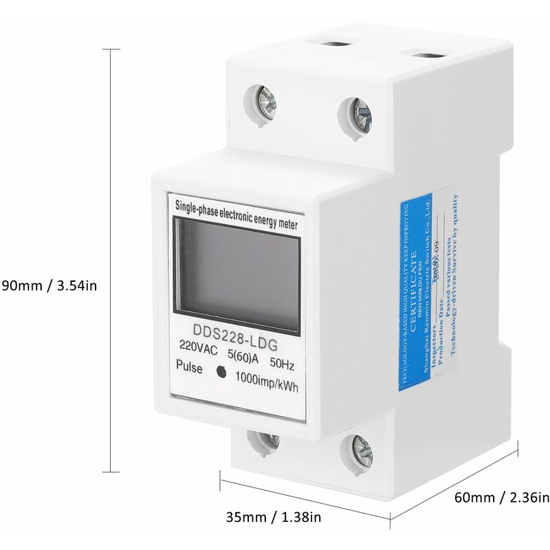 

Happyshopping - Medidor de energia electronico monofasico DDS-LDG 220V 50Hz, con pantalla LCD Montaje en riel DIN de 35 mm,Multicolor, con
