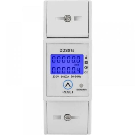 CYSLMUK Medidor de energía monofásico de 5-80 A, 230 V, 50 Hz, retroiluminación LCD, DDS015, medidor de energía con montaje en riel DIN, medidor de energía en vatios