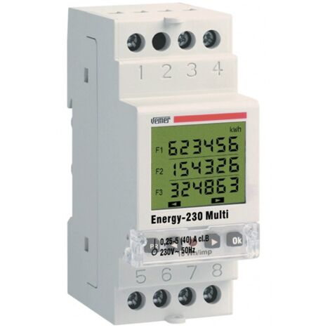 Medidor de energia Vemer 3 intervalos horarios 40A 2 modulos VE429700