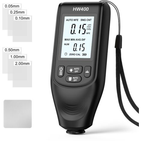 Medidor de espesor de pintura - Medidor profesional de profundidad de recubrimiento automotriz, medidor de espesor de pintura industrial de alta precisión con pantalla LCD, negro, 1 pieza