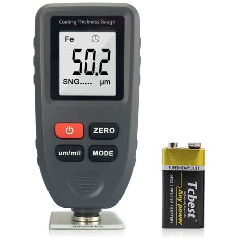 Medidor de espesor de recubrimiento, medidor automático de espesor de pintura con sensor para Auto Fe-NF, apagado automático, rango de medición 0-1300 µm