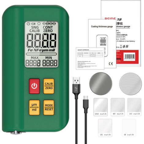 Medidor de espesor digital LCD de alta precisión para películas automotrices, comprobador de espesor de pintura con calibración multipunto y función de puesta a cero.