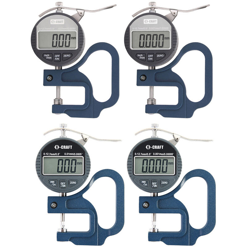 

Medidor de espesor digital Rango 0-8 / 0-10 mm Resolucion 0.01 / 0.001 mm Micrometro electronico para pelicula de papel Metal, Azul, plano-0.01
