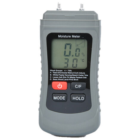 Medidor de humedad para madera, medidor de humedad para leña  Lector de humedad preciso, medidor de humedad digital - Monitor portátil de temperatura y humedad para trabajos de carpintería