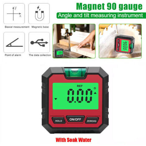 Medidor de inclinación digital magnético 0–180°, nivelador electrónico con apagado automático, pantalla LCD retroiluminada y burbuja para carpintería, construcción, industria automotriz y albañilería.