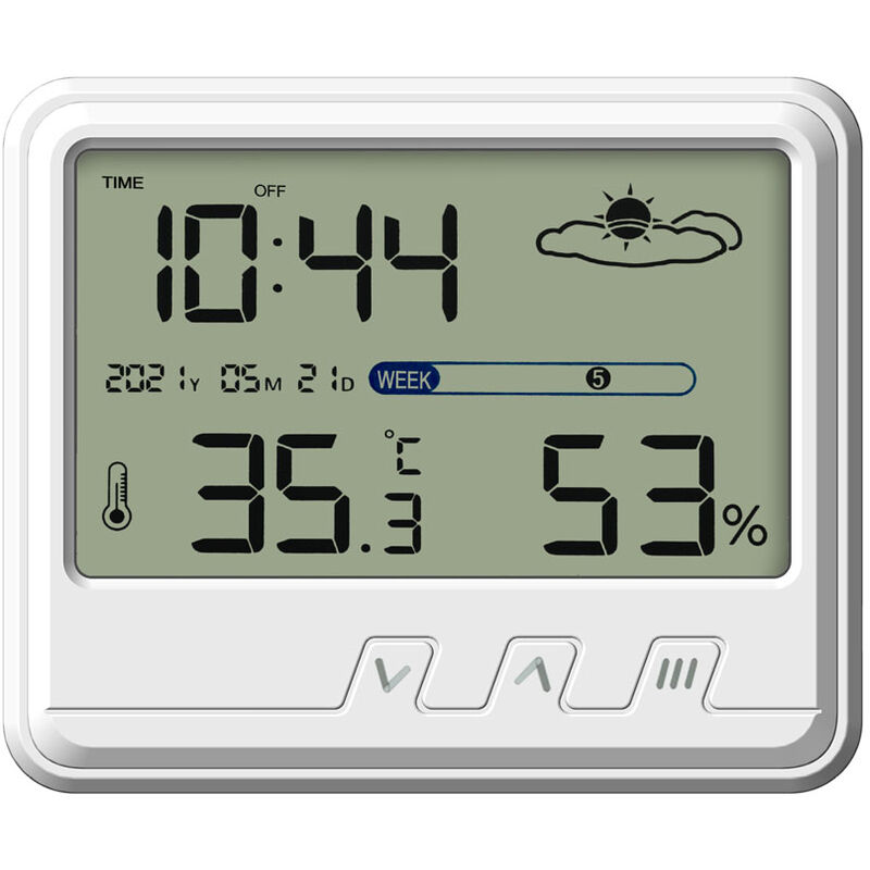 

Medidor de monitoreo de temperatura y humedad con reloj meteorologico de pantalla digital grande multifuncional con funcion de visualizacion de fecha