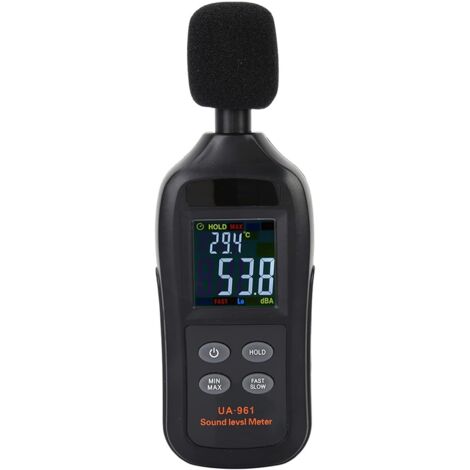 Medidor de nivel de sonido digital, medidor de nivel de sonido digital negro UA961, probador de ruido digital portátil con retroiluminación de color, pantalla LCD para fábrica, escuela, construcción, 