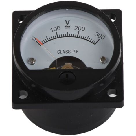 Medidor de panel analógico, voltímetro redondo, amperímetro, ABS para medir SO-45 CA 0-300 V, redondo, negro