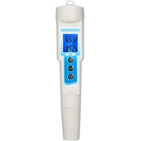 Medidor de pH 5 en 1, TDS / EC / pH / Salinidad / Medidor de temperatura Medidor de calidad del agua, con funcion ATC