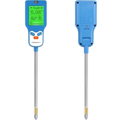 Medidor de pH del suelo 6 en 1: Analizador de suelo, medidor de humedad/luz/pH, kit de herramientas de jardinería para el cuidado de las plantas, detector de suelo para jardines, hortalizas, flores y 