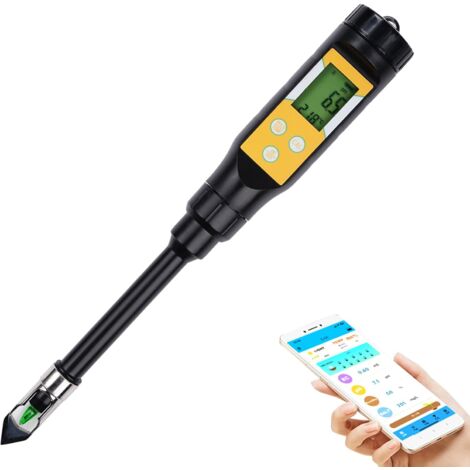 Medidor de pH del suelo 6 en 1, medidor de humedad de plantas, higrómetro de plantas, luz/pH/EC/temperatura/humedad del suelo/humedad del aire, pantalla LCD con memoria de datos y función de alarma.