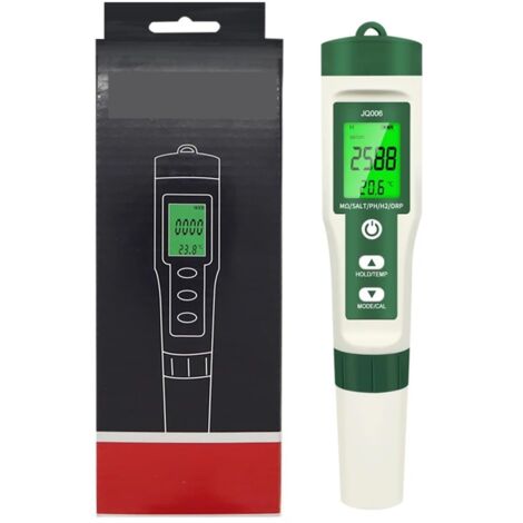Medidor de pH del suelo, medidor de pH digital 10 en 1 para calidad del agua, resistividad, fertilidad, H2, temperatura, ORP, conductividad, TDS, salinidad, SG y