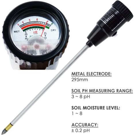 Medidor de pH del suelo, sensor de humedad del suelo, comprobador de pH, juegos de herramientas de jardinería para plantas, comprobador de suelo para árboles para humedad, ideal para jardín, césped, g
