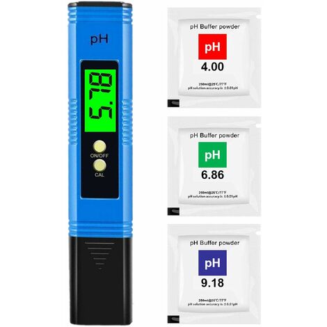 Medidor de PH digital, bolígrafo de PH profesional, alta precisión 0,01 PH, rango de medición 0-14 PH, probador de PH de agua ideal para beber en casa, piscinas y acuarios (azul)