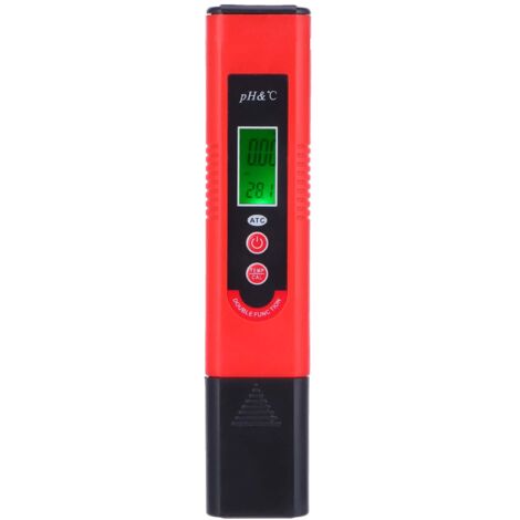 Medidor de pH digital LCD PH-007 con función de compensación automática de temperatura.