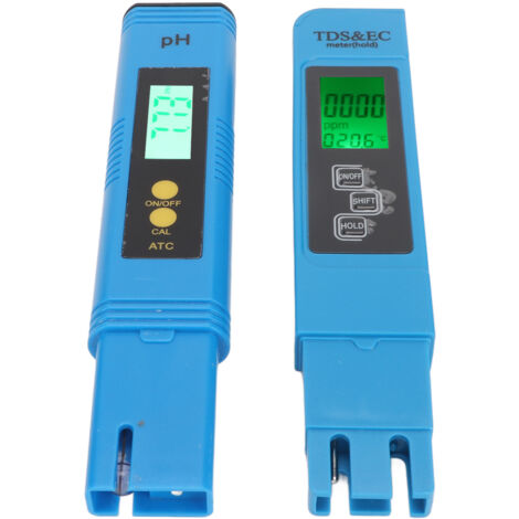 Medidor de pH digital portátil, ligero y retroiluminado, con pantalla azul, fácil de leer y con compensación de temperatura.